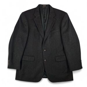 Oscar de la Renta Wool Cashmere Blend Black Charcoal Blazer 46L Luxury Designer